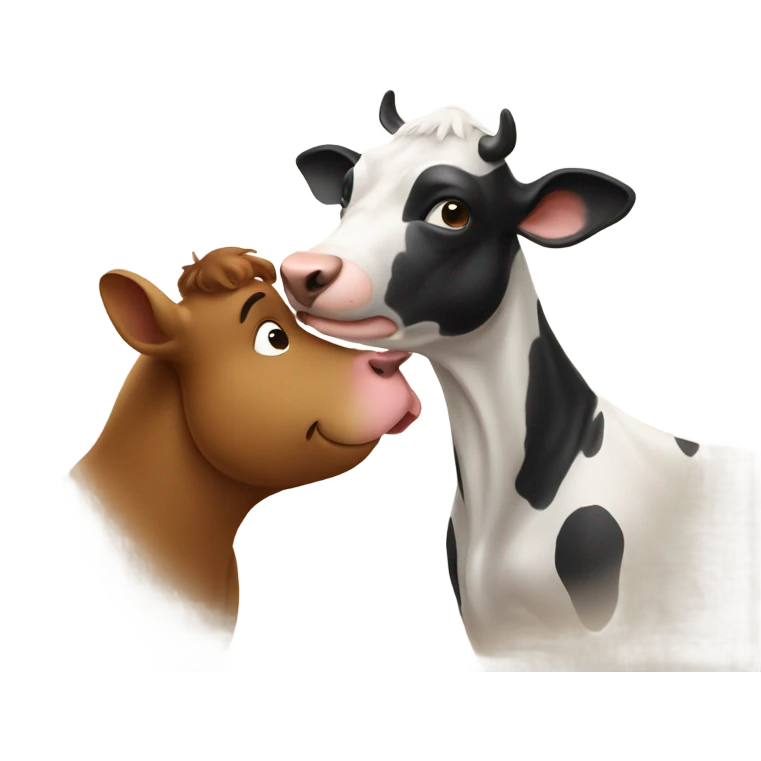 Dog kissing cow  emoji