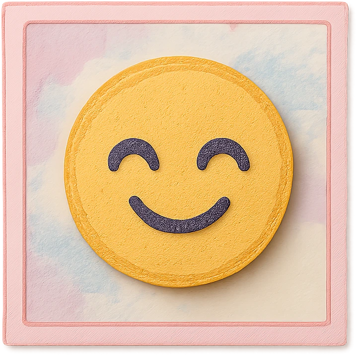 soft pastel hand-sketched outline frame with watercolor background, with a smiling face accent emoji