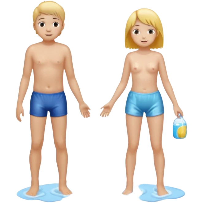 A nakid boy and girl in the shower together full body and no clothes emoji