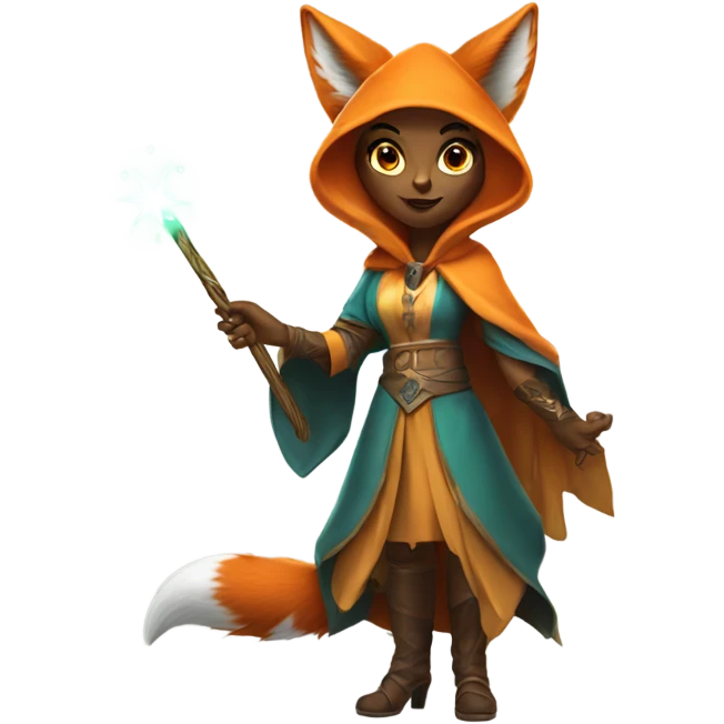 fox sorceress with a magic wand emoji