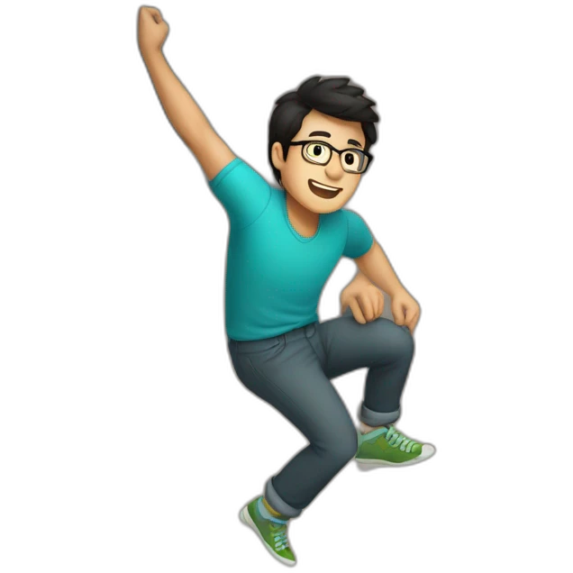 Dark-haired man with glasses climbing indoors emoji
