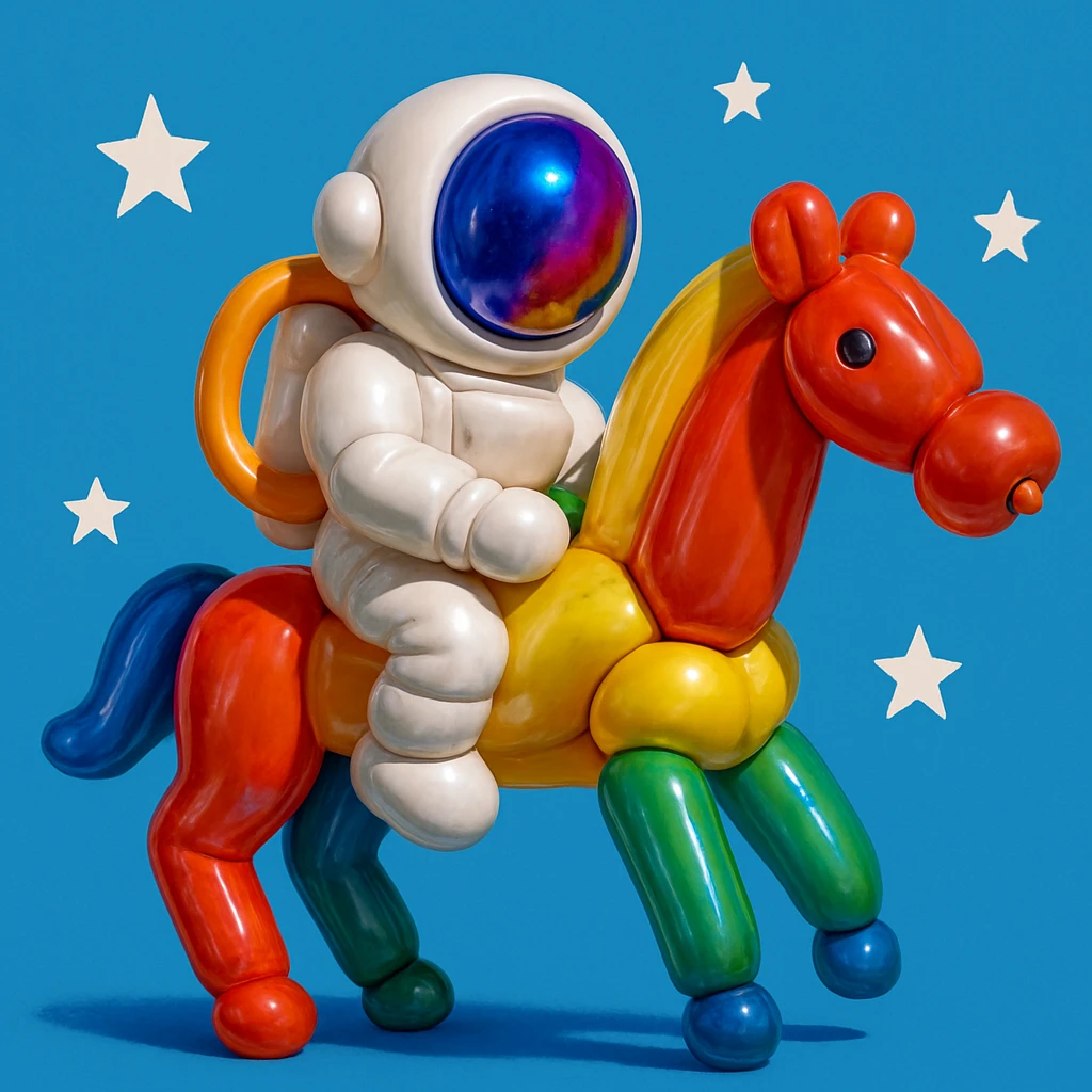 astronaut on horseback with stars in background emoji
