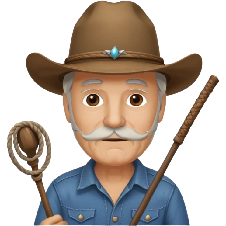 Give this emoji 🤠 a whip make it an old white guy with a whip  emoji