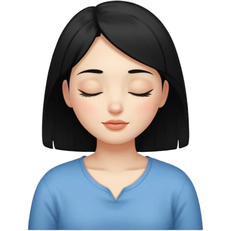 девушка с черными волосами с расслабленным лицом и закрытыми глазами emoji