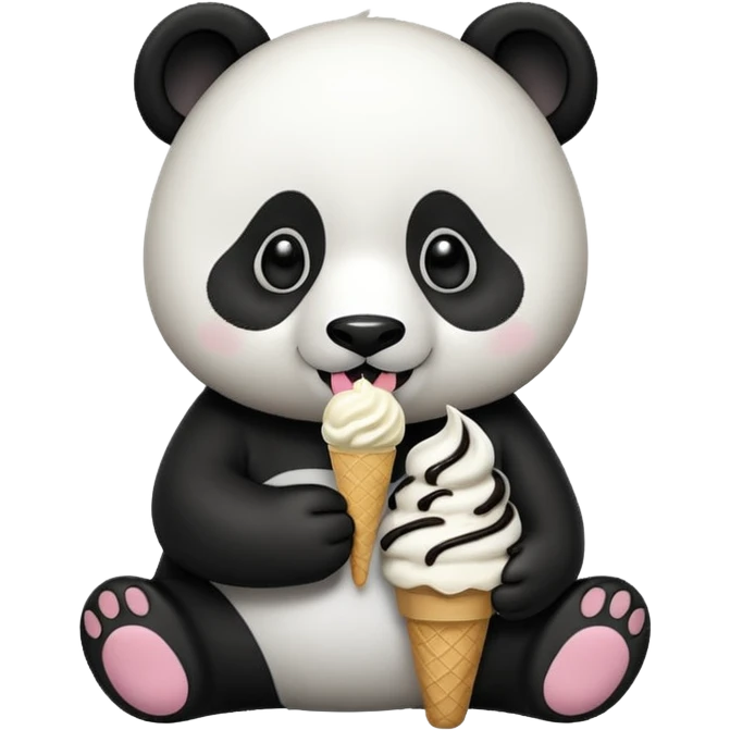 Panda eating ice cream emoji