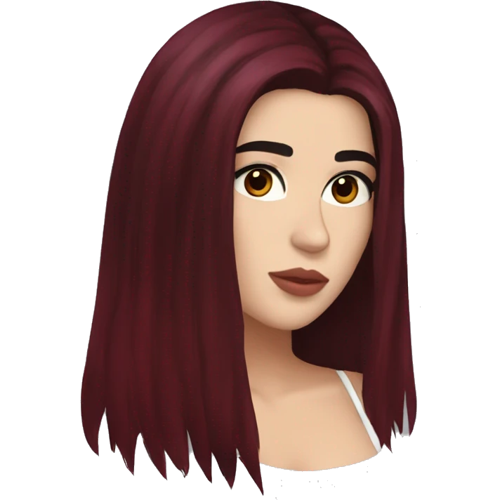 dua lipa with dark red long hair emoji