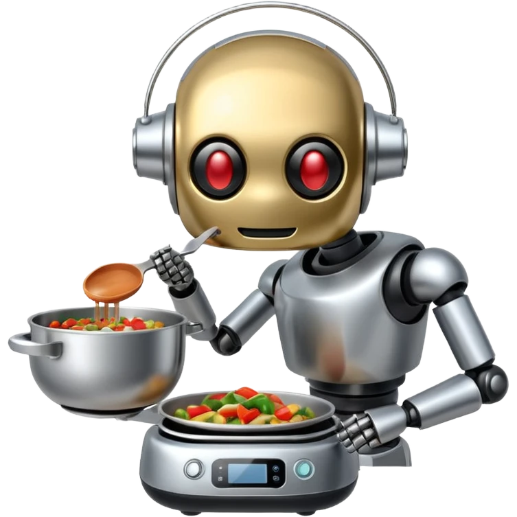 cooking robot with meal emoji