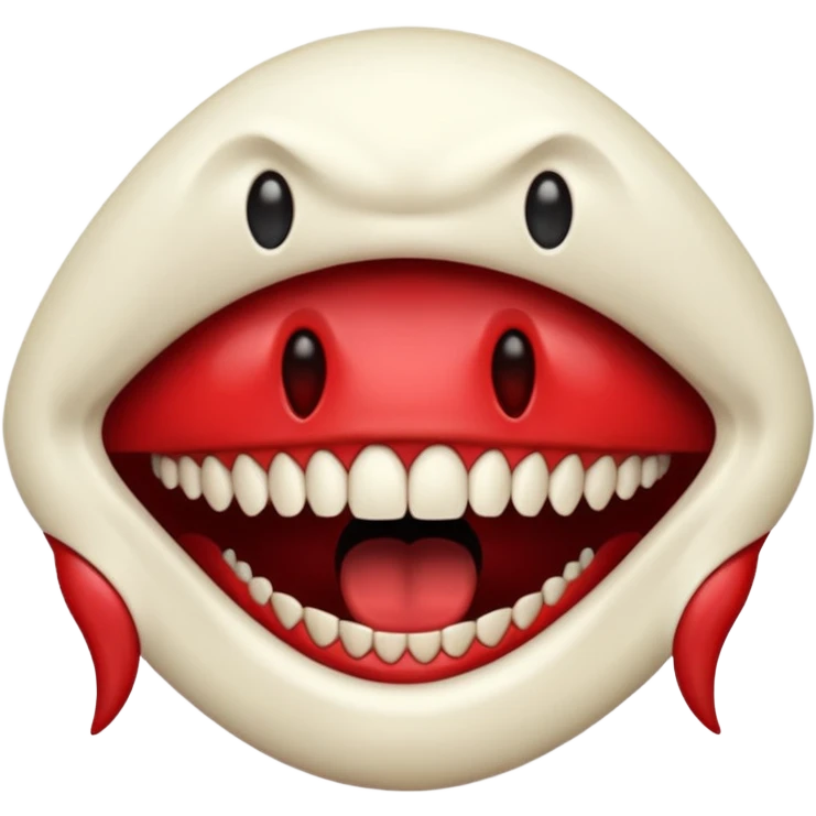 Floating screaming mouth emerging from darkness, sharp teeth, void inside emoji