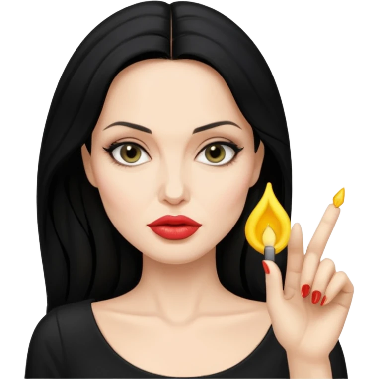 “Emoji girl, femme fatale, black hair. anglina jolie vibes emoji