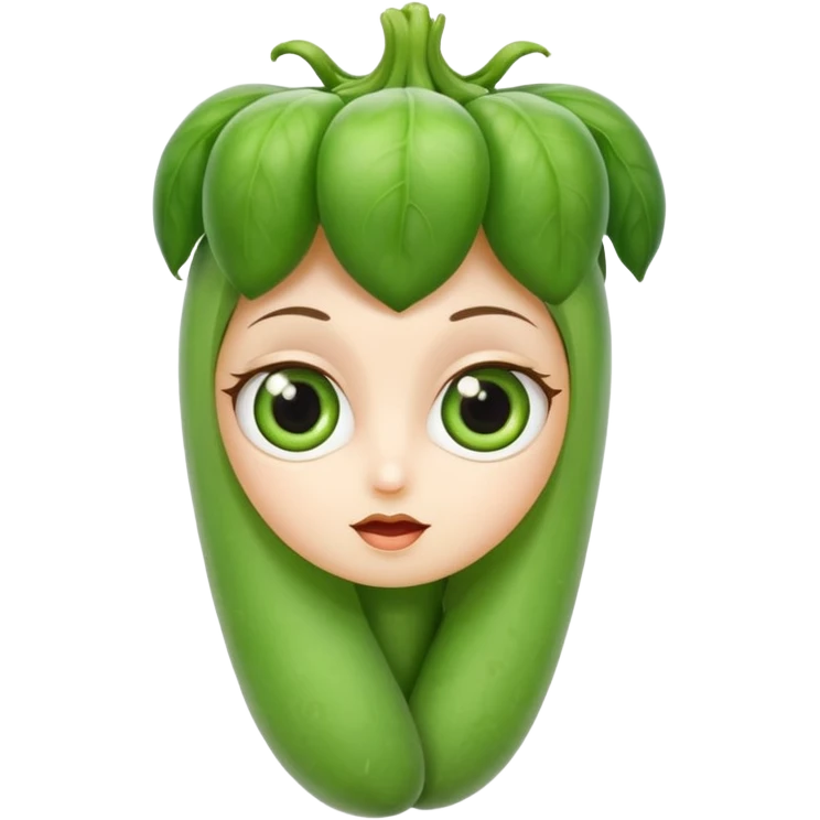 lady finger vegetable keeping the shape normal with big eyes emoji