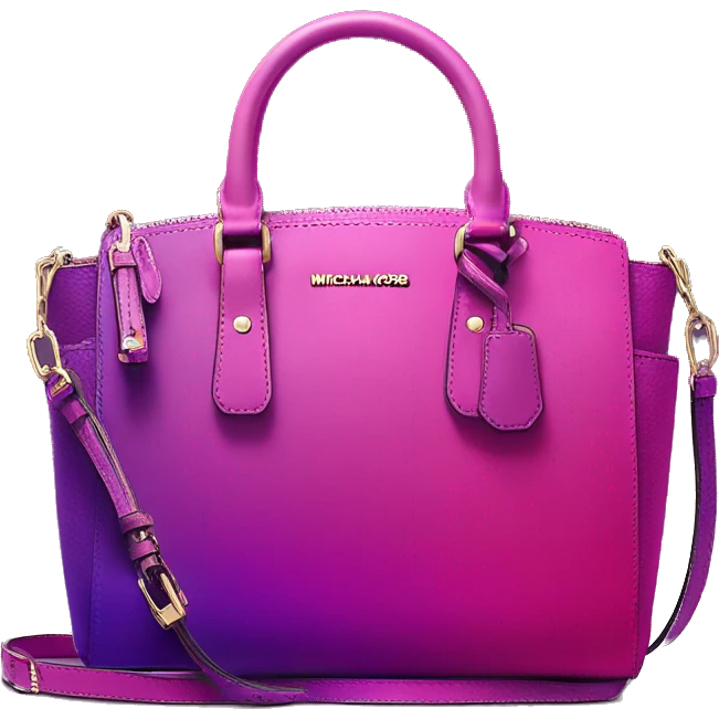 Realistic isolated magenta to purple ombre Michael kors satchel purse.  emoji