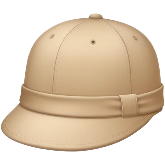 Single beige Kangol hat floating, iOS emoji style silhouette, light beige color, isolated headwear emoji