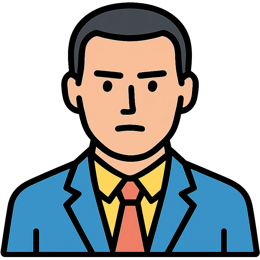 Simple portrait of serious man with short hair in a suit emoji