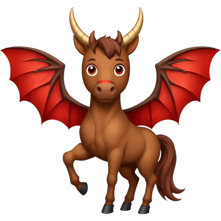horse with horns and red bat wings emoji