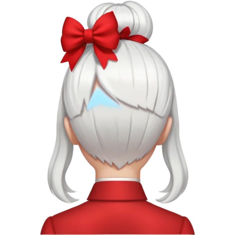 back view of white hair with red bow emoji