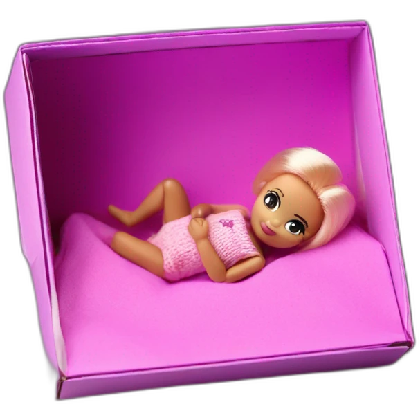 Newborn barbie in box photo session emoji