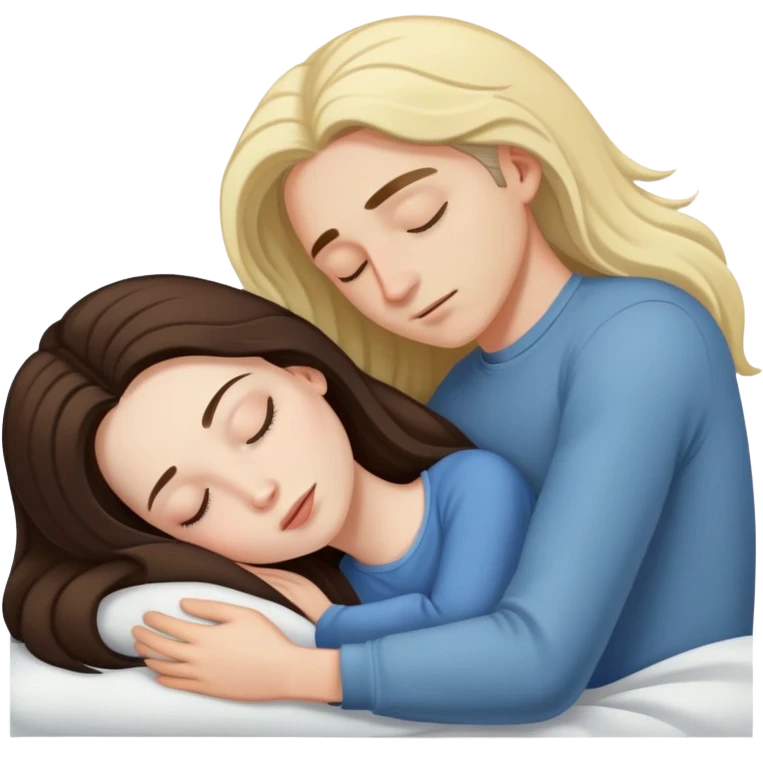 girl with long dark brown hair and pale skin sleeping with a man who is blonde emoji