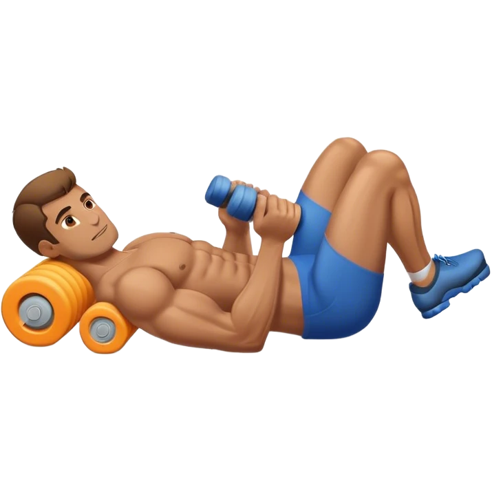 buff guy lying lats down on foam-roller emoji