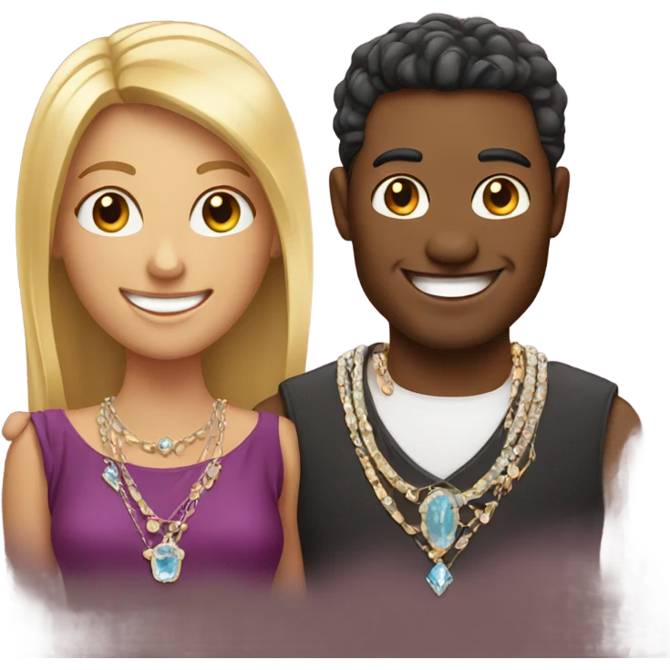 smiling couple with jewelry emoji