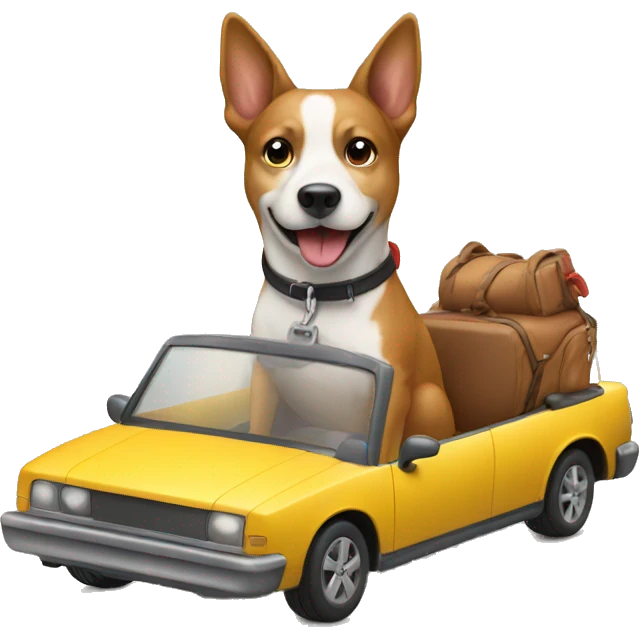 Dog riding a car emoji