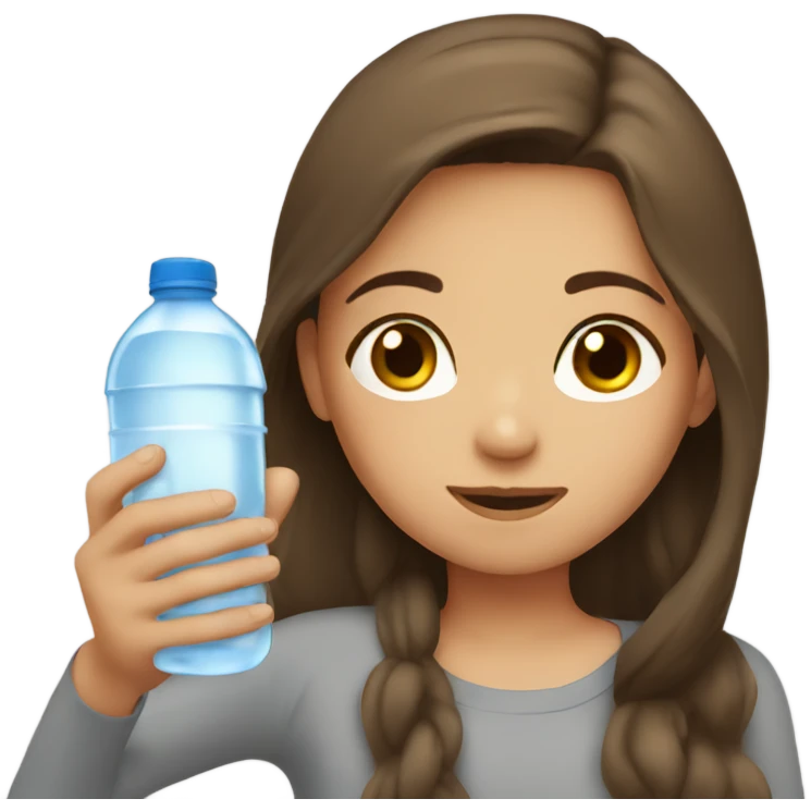 Brown hair girl pretty drinking water emoji