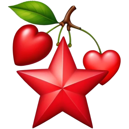 Tatouage, rouge, étoile, cerise, cœur emoji