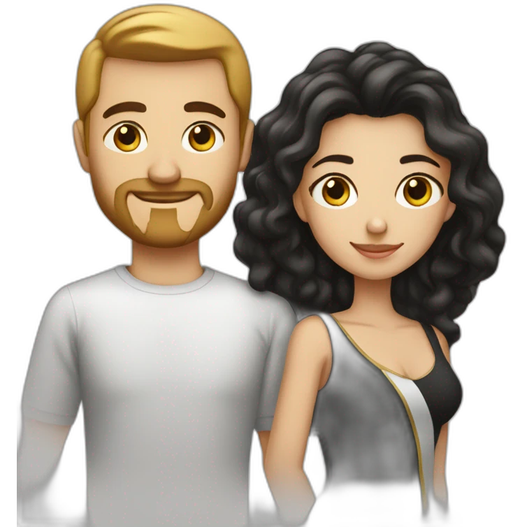Mulher branca Loira com homem negro emoji