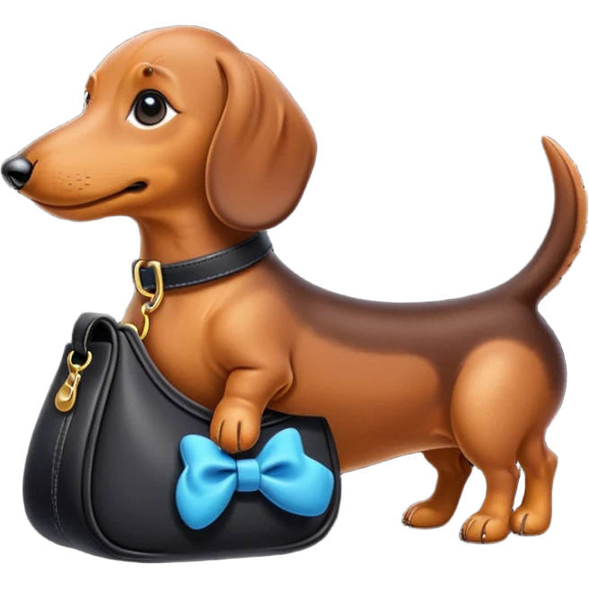 a black bag shaped like a dachshund emoji