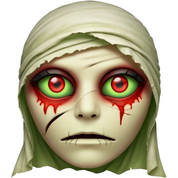 Mummy Cursed: Torn wrappings, glowing red eyes, green mist around.
 emoji