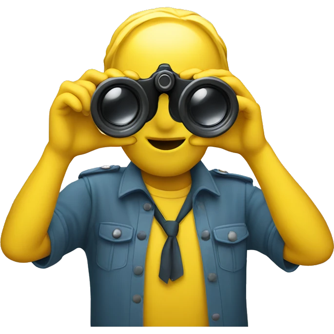 yellow emoji with hands holding a pair of binoculars to its fa emoji
