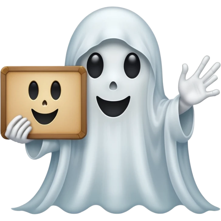 A ghost holding a large blank sign emoji