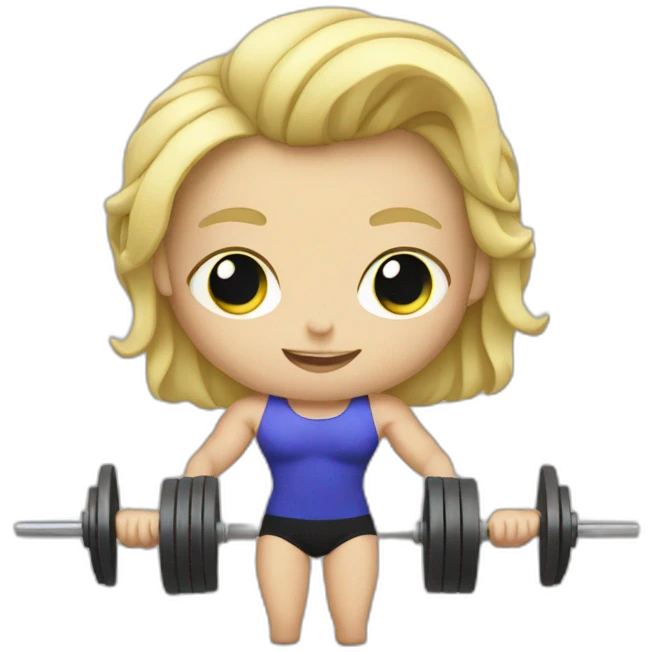 blonde weightlifter holding computer emoji