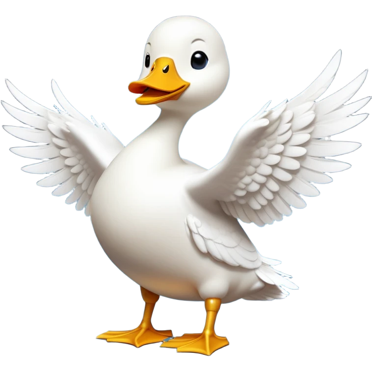 cinematic-[white duck]-realistic-full-body-perched-emoji,-wings-tucked-neatly by its side,-head-tilted-dramatically,-sleek-[white]-feathers,-simplified-yet-realistic-focused-features,-highly-detailed,-glowing-with-an-almost-sarcastic-glow emoji
