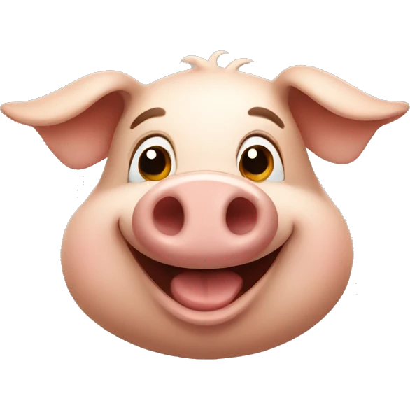 a happy brown pig smiling emoji