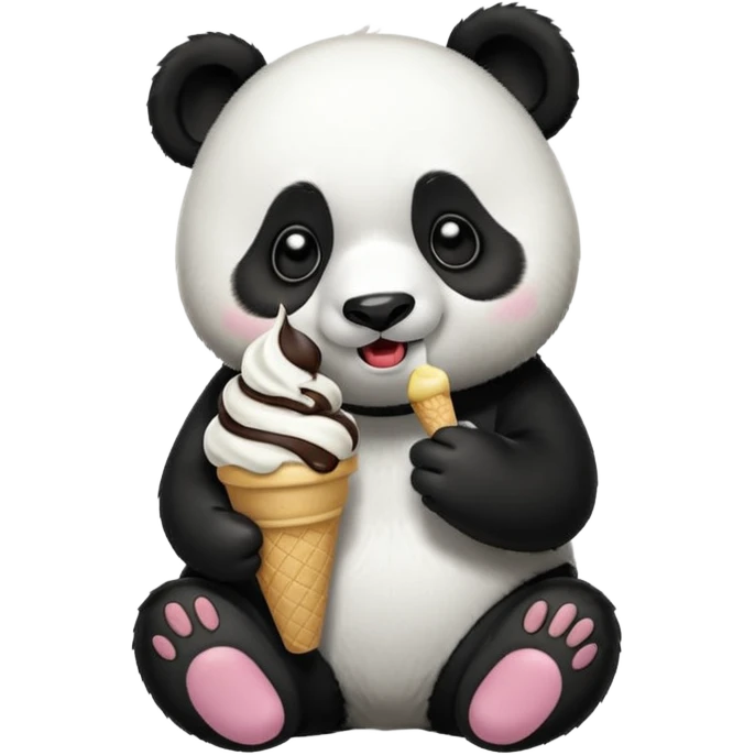 Panda eating ice cream emoji
