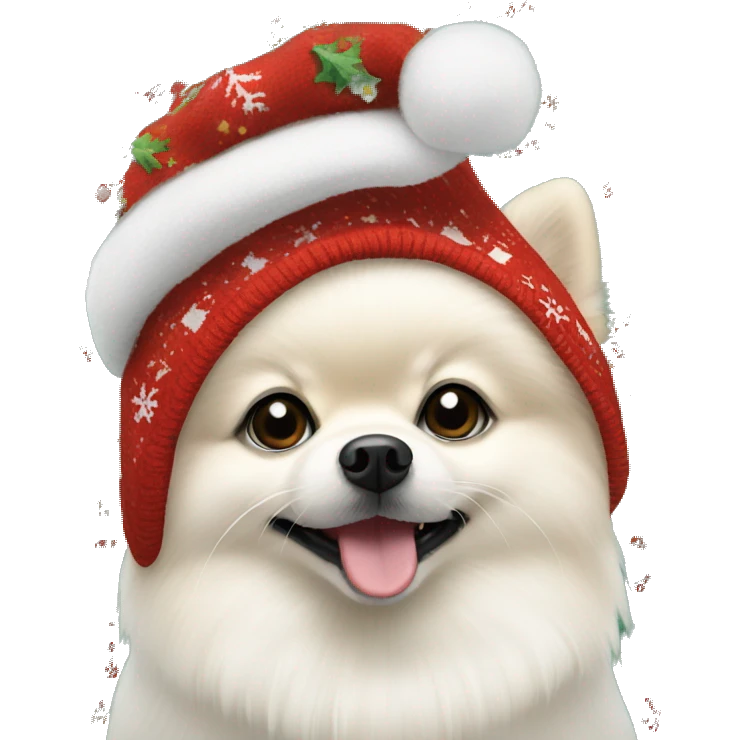 White pomeranian in a christmas sweater emoji