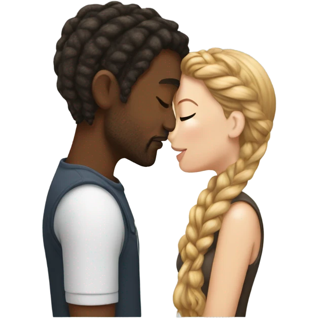 black male braids kissing white female brown hair  emoji