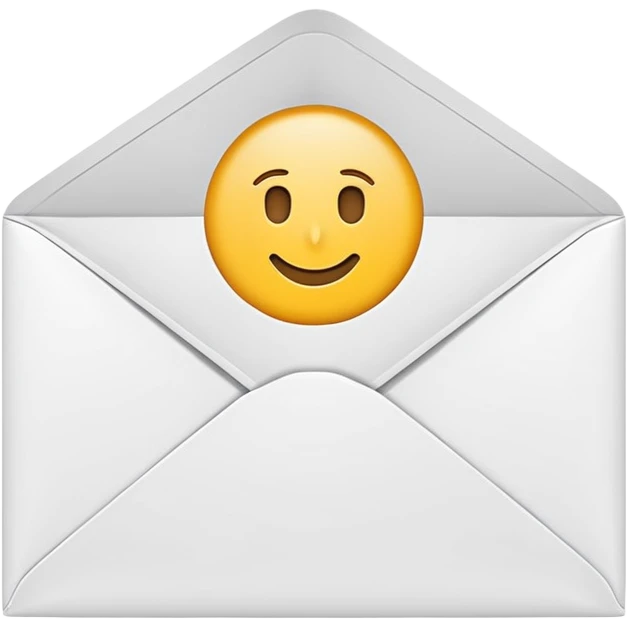 Emoji-style illustration of an envelope with a small info ‘i’ symbol on it, representing ‘Contact Us’. Bright, modern, minimal style emoji