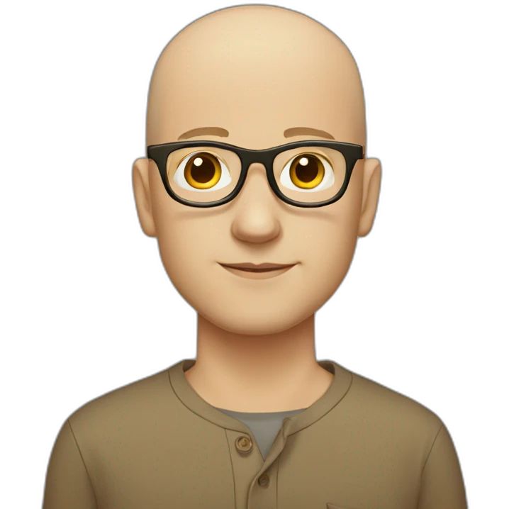 White young bald man wearing brown-ish round shaped glasses and long sleeve shirt emoji