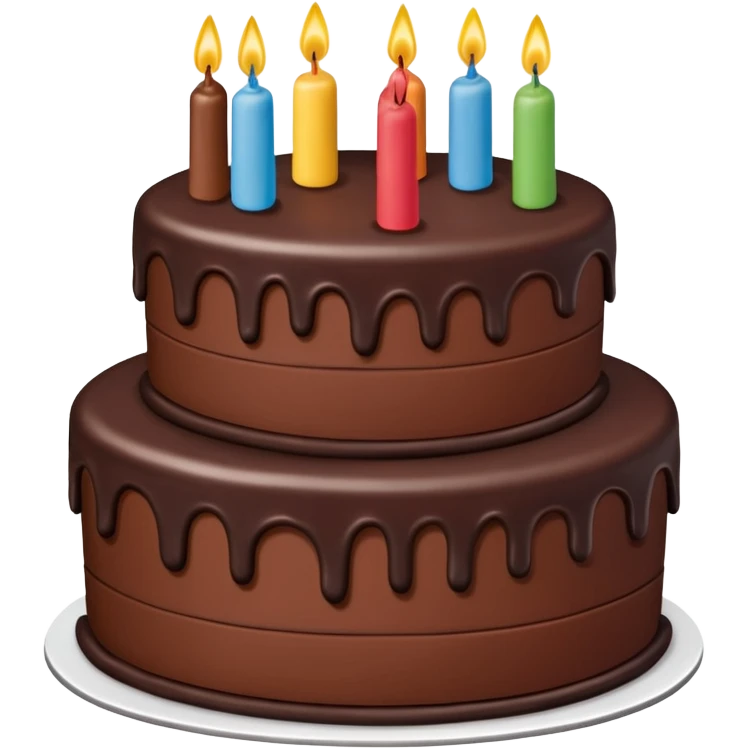 a big three-tiered chocolate birthday cake without candle emoji