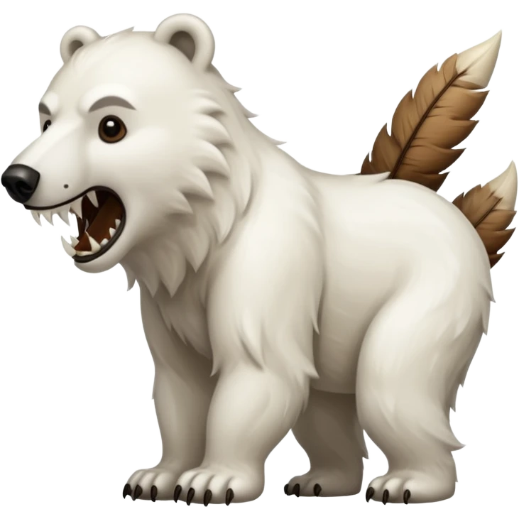 Completely brown polar bear with a wolf’s tail and long sabertooth fangs emoji