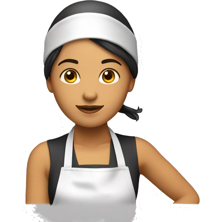 cocinera con cabello largo y gorro de chef emoji