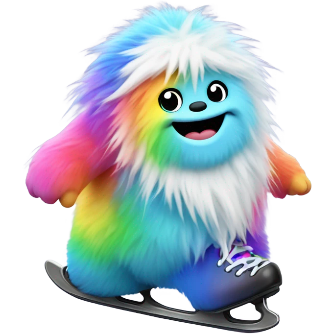 fat rainbow yeti ice skating  emoji