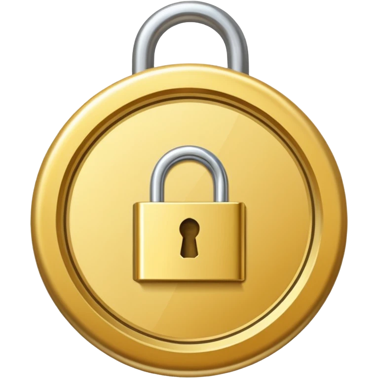 a gold medal with a lock engraved on it emoji