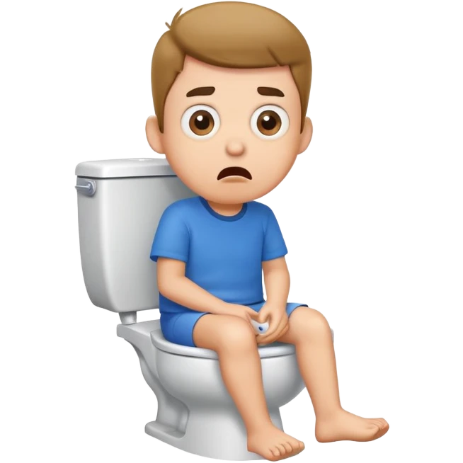 cartoon character sitting on toilet with surprised expression emoji