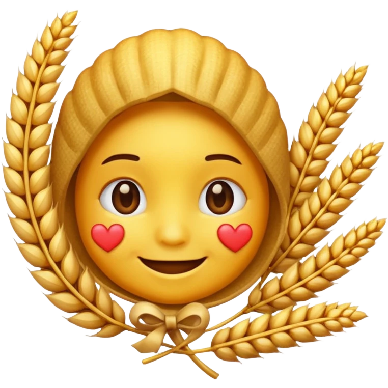A loved fqce emoji but instead of heart, there is wheat emoji