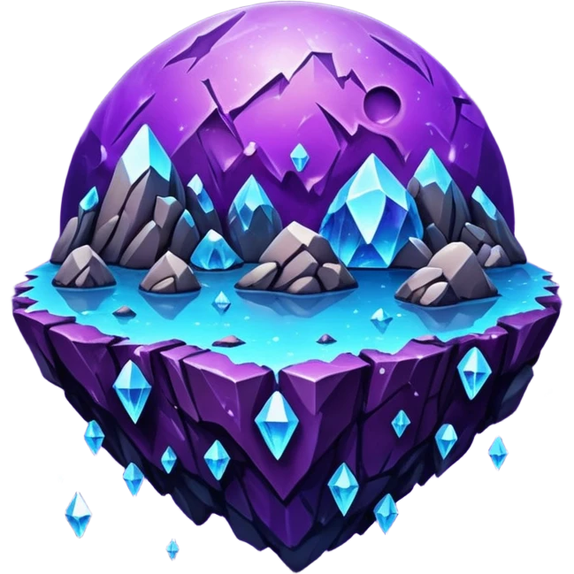 planet, surface covered in glowing crystals rock  emoji