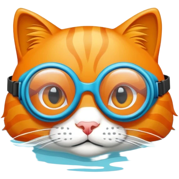 orange cat swimming in swimming goggles emoji