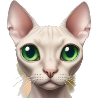 Sphynx cat with green eyes being held by pretty blonde girl with blue eyes emoji