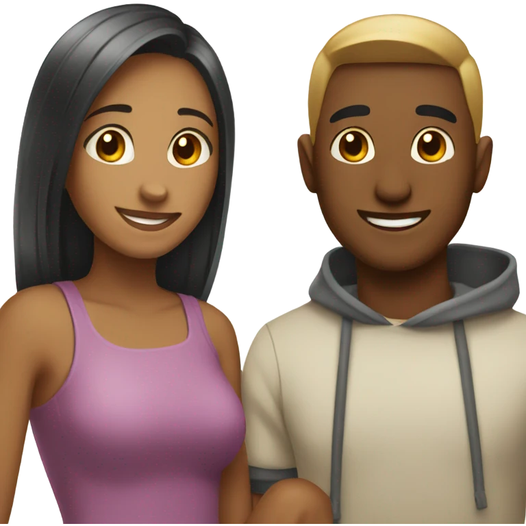 Girl boy couple smiling together emoji